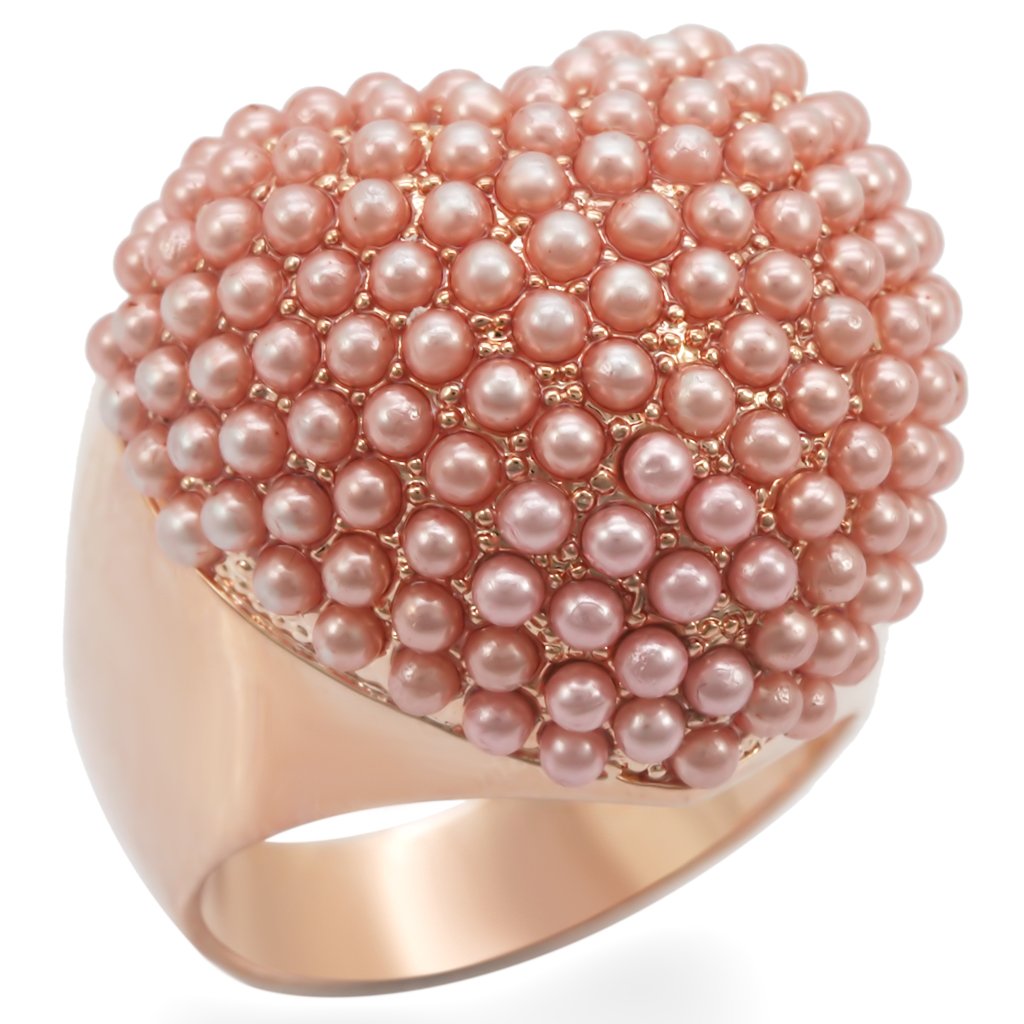 Rose Gold Brass Ring with Synthetic Pearl in Rose