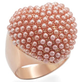 Rose Gold Brass Ring with Synthetic Pearl in Rose