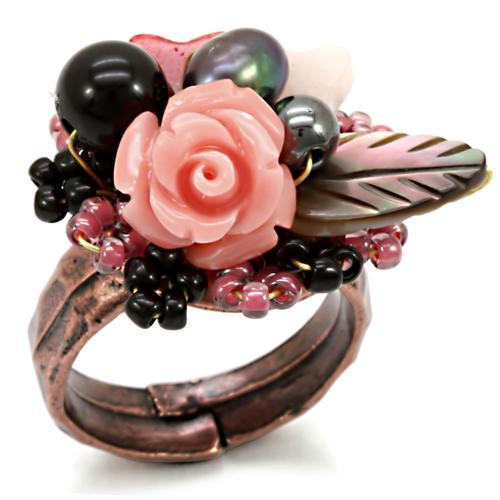 Antique Tone Brass Ring with Assorted  in Multi Color
