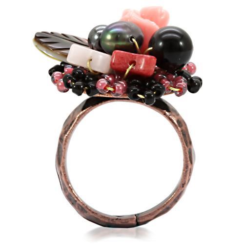 Antique Tone Brass Ring with Assorted  in Multi Color