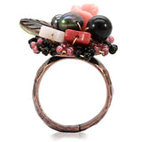 Antique Tone Brass Ring with Assorted  in Multi Color