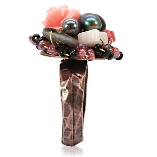 Antique Tone Brass Ring with Assorted  in Multi Color