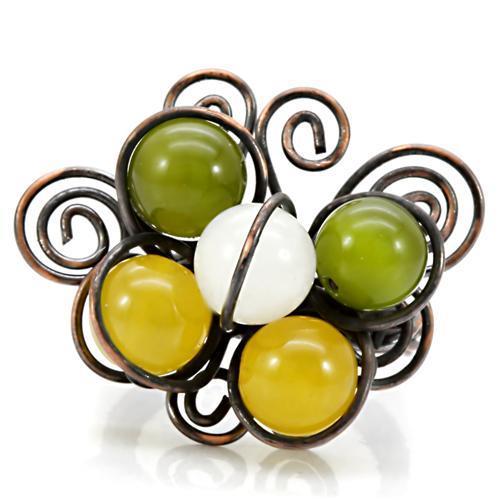 Antique Tone Brass Ring with Assorted  in Multi Color