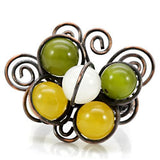 Antique Tone Brass Ring with Assorted  in Multi Color