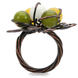 Antique Tone Brass Ring with Assorted  in Multi Color