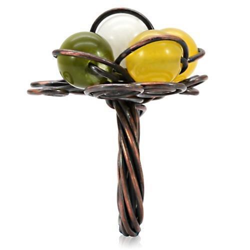 Antique Tone Brass Ring with Assorted  in Multi Color