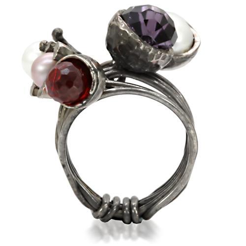 Antique Tone Brass Ring with Assorted  in Multi Color