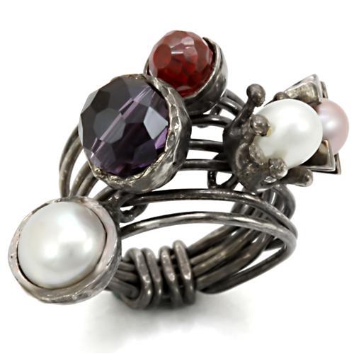 Antique Tone Brass Ring with Assorted  in Multi Color