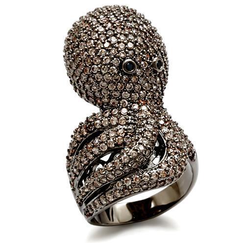 Ruthenium Brass Ring with AAA Grade CZ  in Multi Color