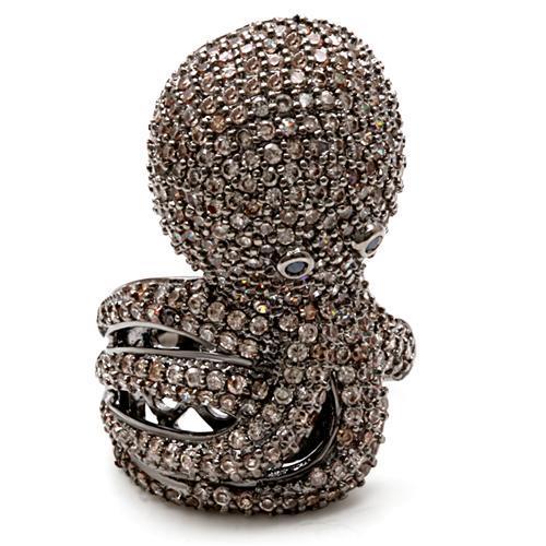Ruthenium Brass Ring with AAA Grade CZ  in Multi Color
