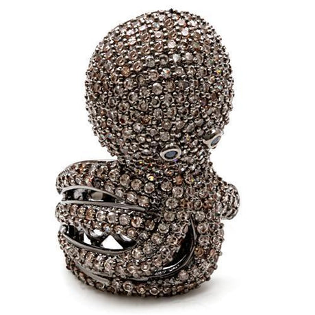 Ruthenium Brass Ring with AAA Grade CZ  in Multi Color
