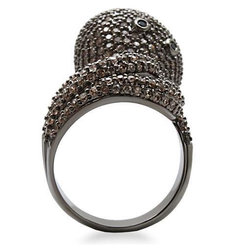 Ruthenium Brass Ring with AAA Grade CZ  in Multi Color
