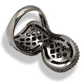 Ruthenium Brass Ring with AAA Grade CZ  in Multi Color