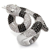 Rhodium + Ruthenium Brass Ring with AAA Grade CZ  in Black Diamond