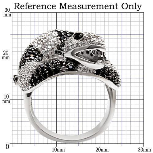 Rhodium + Ruthenium Brass Ring with AAA Grade CZ  in Black Diamond