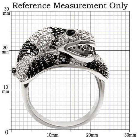 Rhodium + Ruthenium Brass Ring with AAA Grade CZ  in Black Diamond