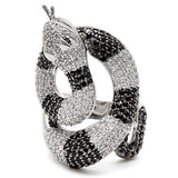 Rhodium + Ruthenium Brass Ring with AAA Grade CZ  in Black Diamond