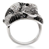 Rhodium + Ruthenium Brass Ring with AAA Grade CZ  in Black Diamond