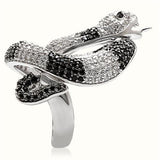 Rhodium + Ruthenium Brass Ring with AAA Grade CZ  in Black Diamond