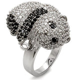 Rhodium + Ruthenium Brass Ring with AAA Grade CZ  in Black Diamond
