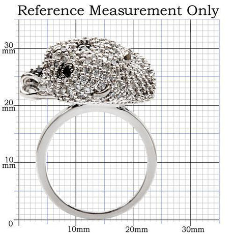 Rhodium + Ruthenium Brass Ring with AAA Grade CZ  in Black Diamond