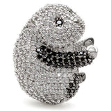 Rhodium + Ruthenium Brass Ring with AAA Grade CZ  in Black Diamond