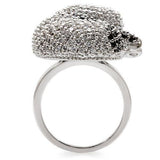 Rhodium + Ruthenium Brass Ring with AAA Grade CZ  in Black Diamond