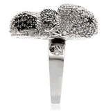 Rhodium + Ruthenium Brass Ring with AAA Grade CZ  in Black Diamond
