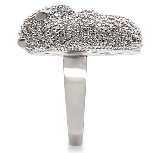 Rhodium + Ruthenium Brass Ring with AAA Grade CZ  in Black Diamond