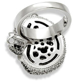 Rhodium + Ruthenium Brass Ring with AAA Grade CZ  in Black Diamond