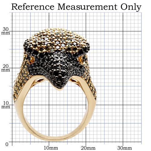 Gold+Ruthenium Brass Ring with AAA Grade CZ  in Multi Color