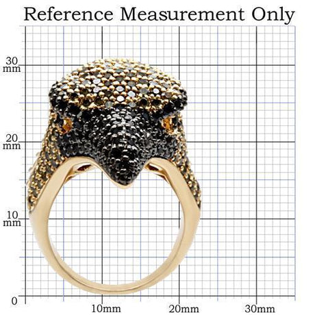 Gold+Ruthenium Brass Ring with AAA Grade CZ  in Multi Color