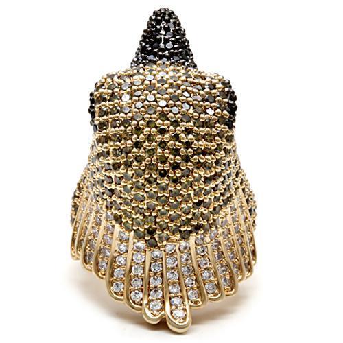 Gold+Ruthenium Brass Ring with AAA Grade CZ  in Multi Color