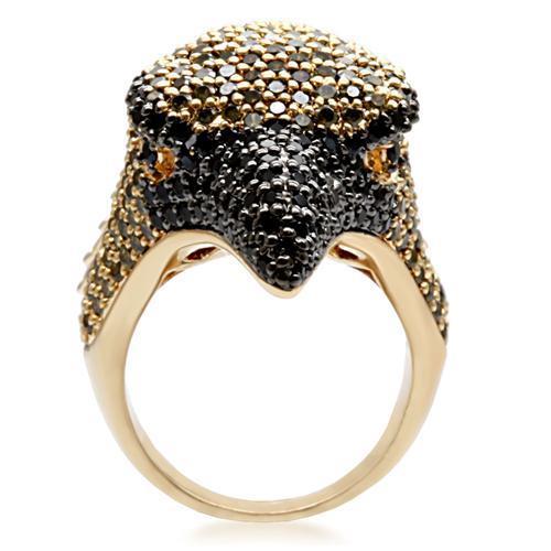 Gold+Ruthenium Brass Ring with AAA Grade CZ  in Multi Color