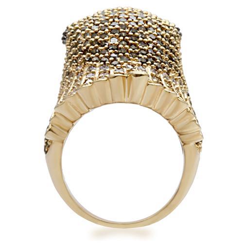 Gold+Ruthenium Brass Ring with AAA Grade CZ  in Multi Color
