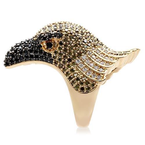 Gold+Ruthenium Brass Ring with AAA Grade CZ  in Multi Color