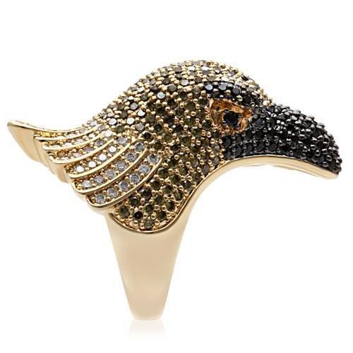 Gold+Ruthenium Brass Ring with AAA Grade CZ  in Multi Color