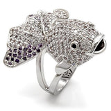 Rhodium Brass Ring with AAA Grade CZ  in Multi Color