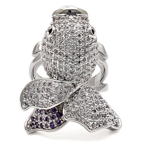 Rhodium Brass Ring with AAA Grade CZ  in Multi Color