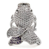 Rhodium Brass Ring with AAA Grade CZ  in Multi Color