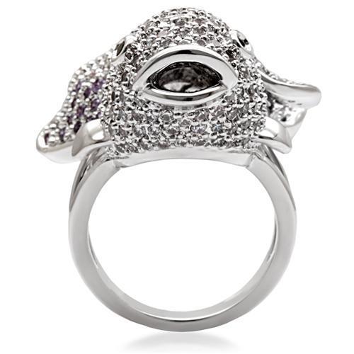 Rhodium Brass Ring with AAA Grade CZ  in Multi Color