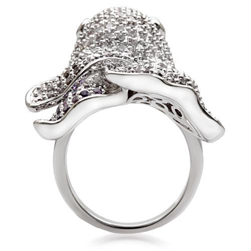 Rhodium Brass Ring with AAA Grade CZ  in Multi Color