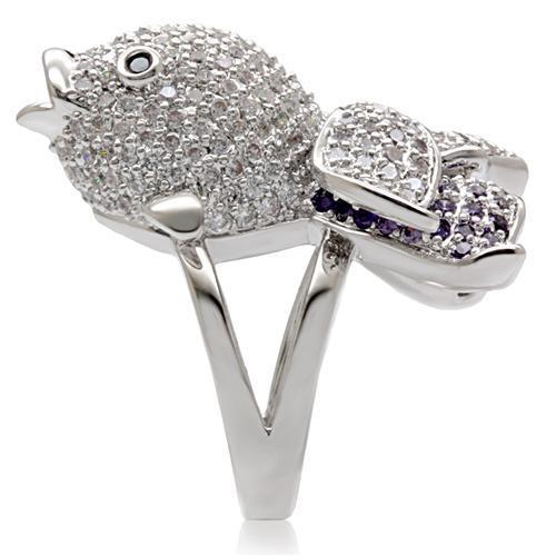 Rhodium Brass Ring with AAA Grade CZ  in Multi Color