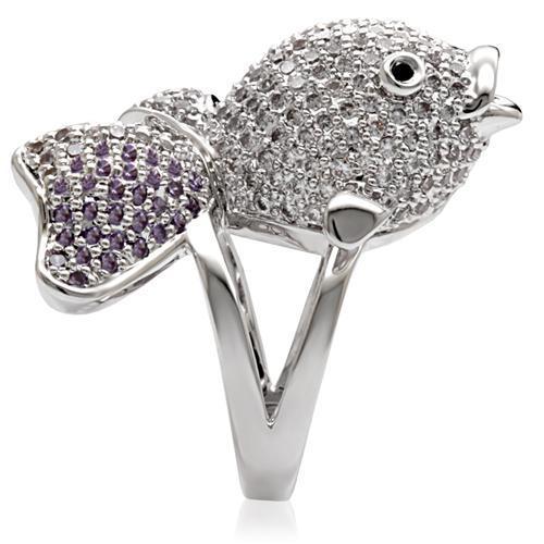 Rhodium Brass Ring with AAA Grade CZ  in Multi Color