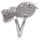 Rhodium Brass Ring with AAA Grade CZ  in Multi Color