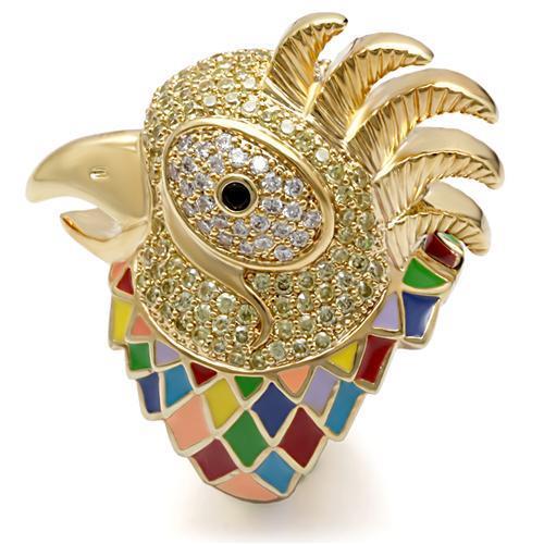 Gold Brass Ring with AAA Grade CZ  in Multi Color