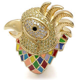 Gold Brass Ring with AAA Grade CZ  in Multi Color
