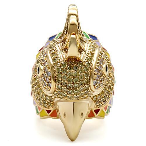 Gold Brass Ring with AAA Grade CZ  in Multi Color