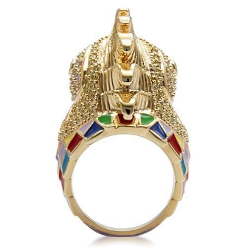 Gold Brass Ring with AAA Grade CZ  in Multi Color