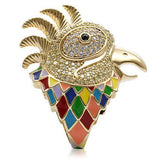 Gold Brass Ring with AAA Grade CZ  in Multi Color